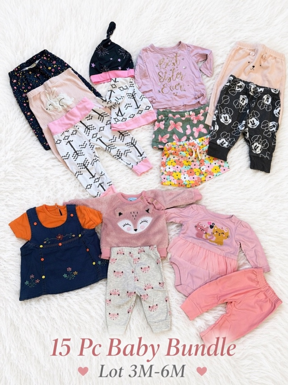 15 Pc Baby Girl Bundle Lot 3M-6M Peek Cloud Island Garanimals LIKE NEW